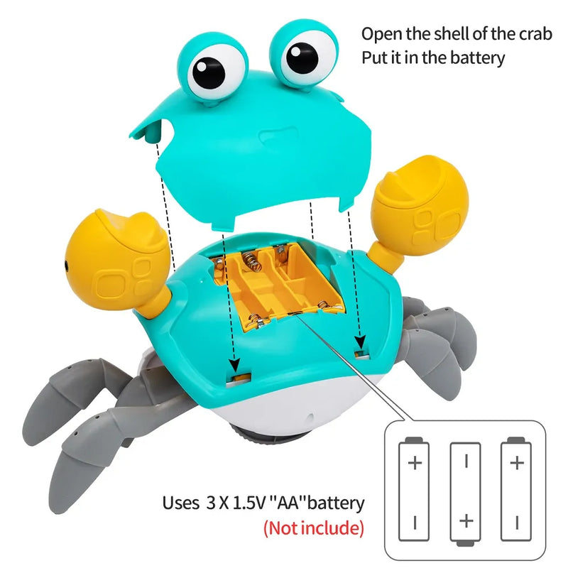 Electronic Interactive Crab Toy for Baby: Crawling Crab Techno Escape with Music - Toddler Gift