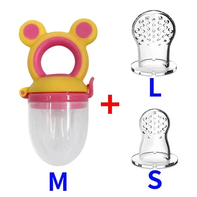 Silicone Baby Feeder - Fresh Food Nibbler for Infants - Bear Shape - Fruit Feeding - Safe Supplies