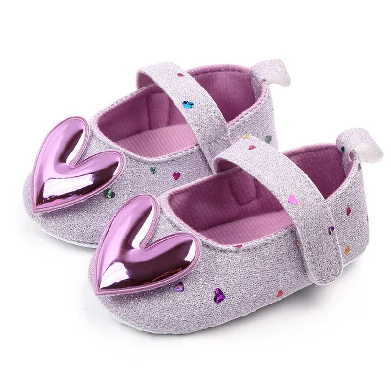 Soft Soled Sequin Heart Princess Shoes for Baby Girls, Summer Indoor Infant Shoes