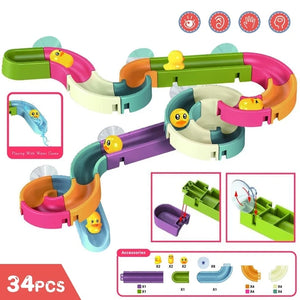 Children's DIY Assembling Track Suction Cup Bath Tub Toy Set with Duck Water Toys