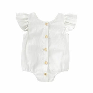 Baby Summer Bodysuits with Ruffles and Short Sleeves - Pure Color, for Girls and Boys