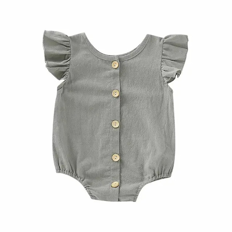 Baby Summer Bodysuits with Ruffles and Short Sleeves - Pure Color, for Girls and Boys