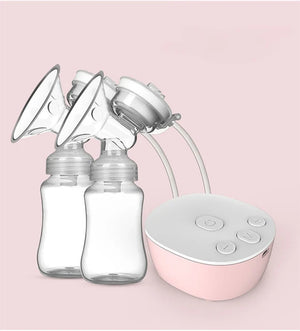 Double Electric Breast Pump with USB Charging - Includes Baby Milk Bottle, Cold/Heat Pad - BPA Free and Powerful