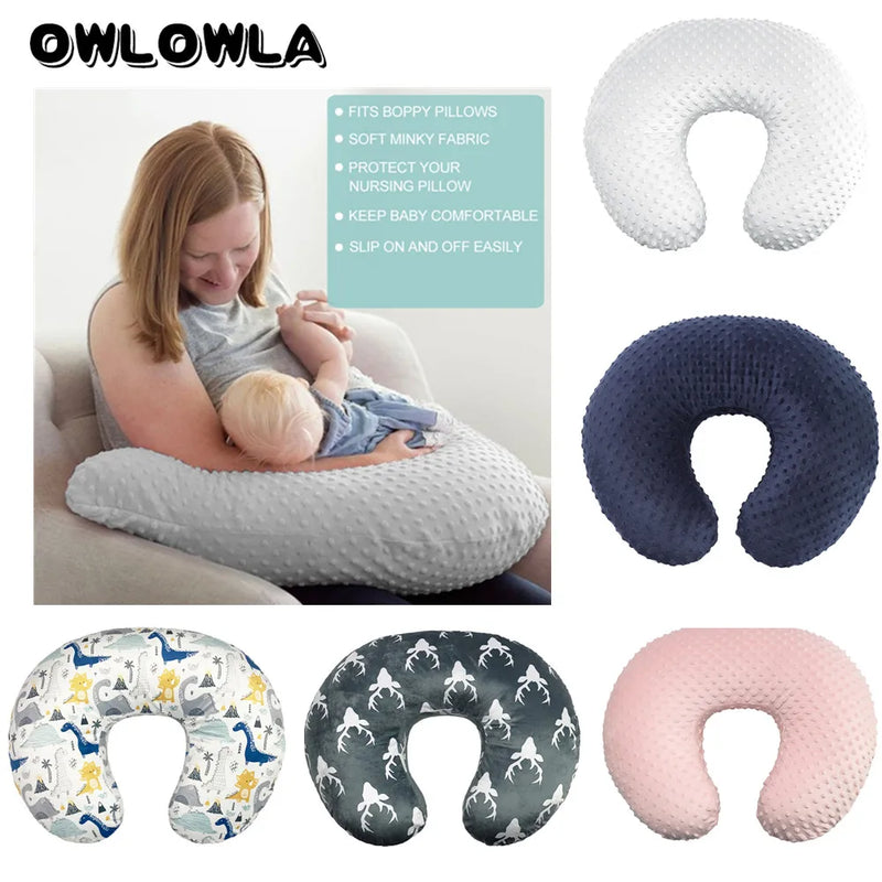 Baby Nursing Pillow Cover Minky Breastfeeding Pillow Slipcover Ultra Soft Snug Fits on Newborn Nursing Pillow