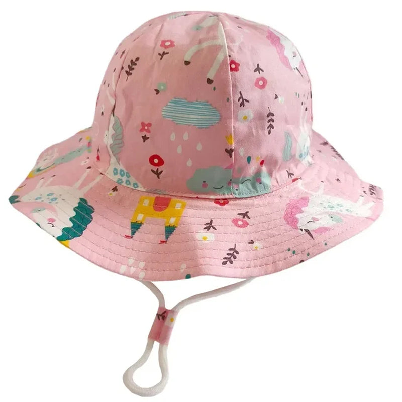 Panama Summer Baby Girls and Boys Sun Bucket Hat with Cotton Material