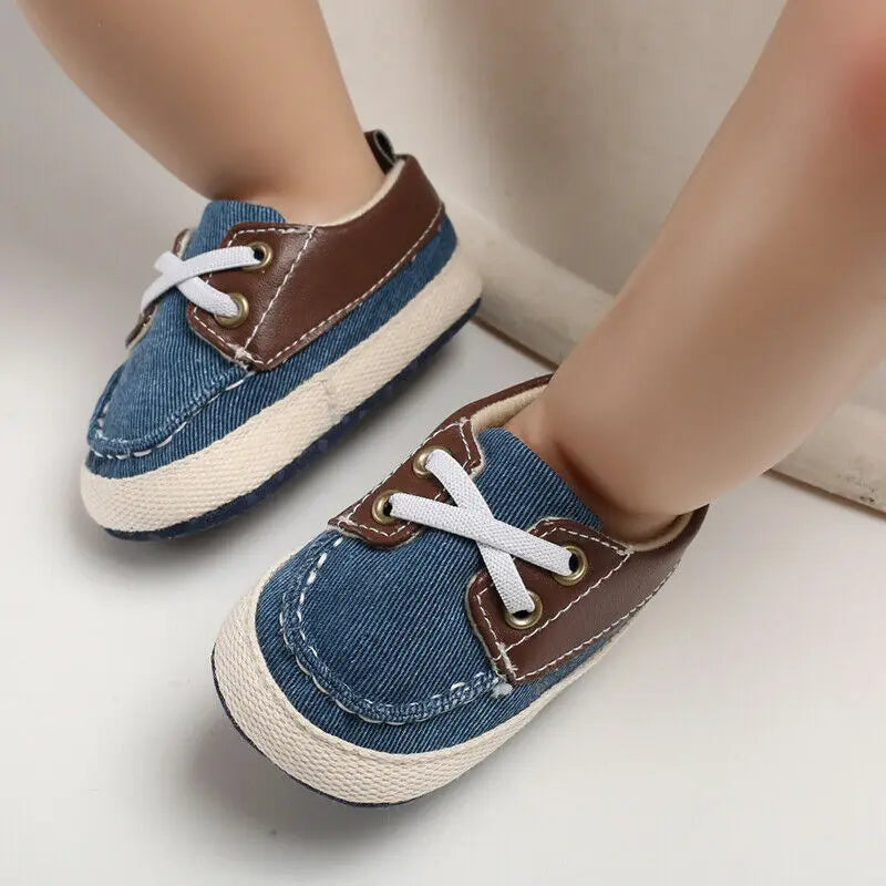 "Infant Soft Sole First Walkers Lace-Up Sneakers for Newborn Toddler Boys and Girls, Casual Sport Shoes"