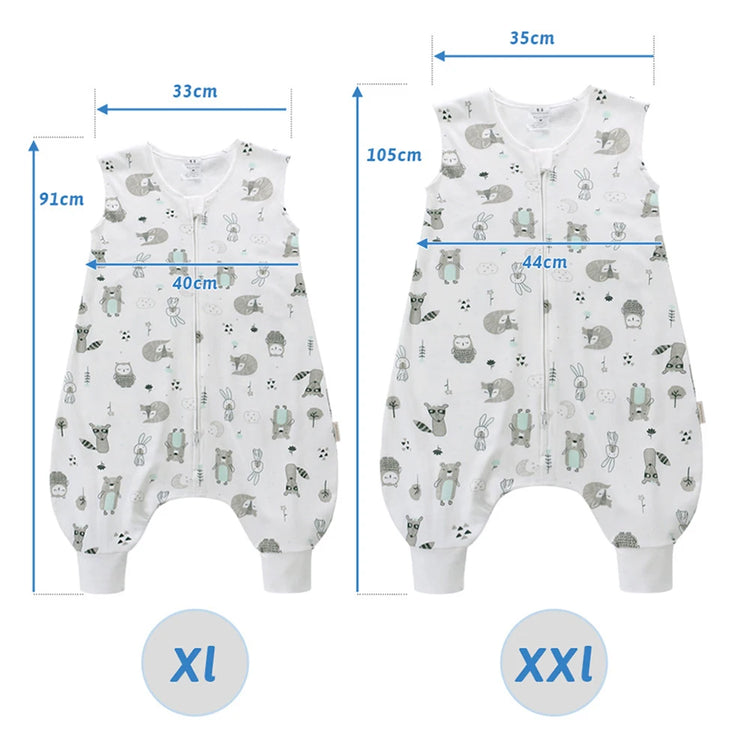 Baby Summer Sleeping Bag - 0.5 Tog Sleeveless Split-Leg One-Piece Sleepwear for Kids 2-5 Years