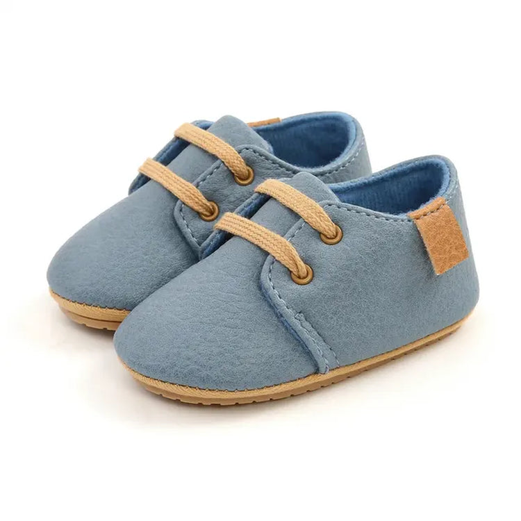 " Baby Shoes: Retro PU Leather Toddler Shoes with Anti-Slip Rubber Sole, Unisex Newborn Moccasins for First Walkers"