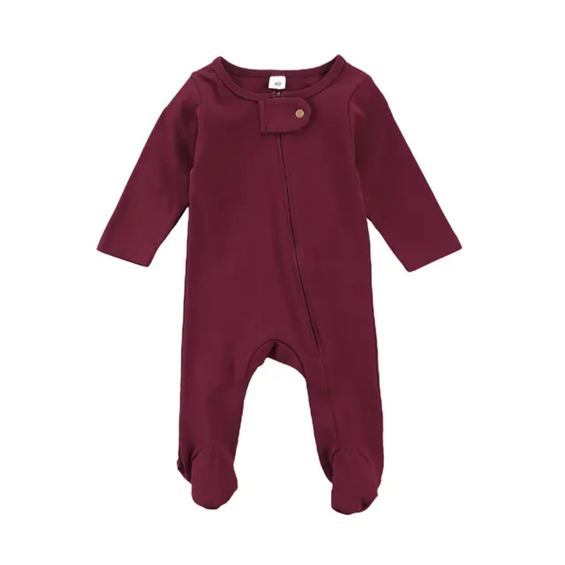 "Infant Newborn Baby Romper with Long Sleeve Zipper Jumpsuit for Autumn and Spring"