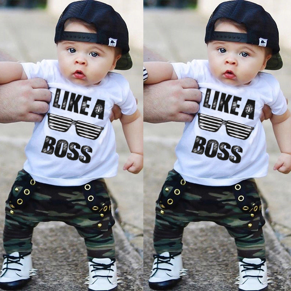 Newborn Infant Toddler Baby Boy Clothes Set (0-3Y) Cute Short Sleeve T-Shirt & Pants Outfits