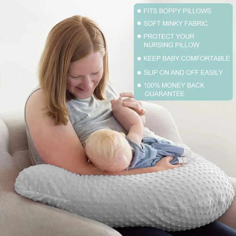 Baby Nursing Pillow Cover Minky Breastfeeding Pillow Slipcover Ultra Soft Snug Fits on Newborn Nursing Pillow