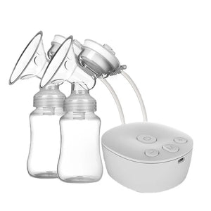 Double Electric Breast Pump with USB Charging - Includes Baby Milk Bottle, Cold/Heat Pad - BPA Free and Powerful