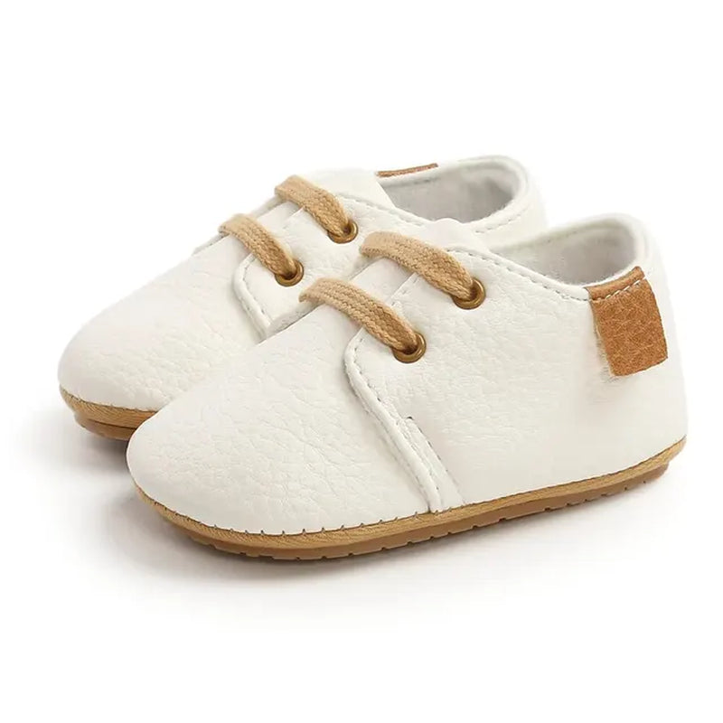 " Baby Shoes: Retro PU Leather Toddler Shoes with Anti-Slip Rubber Sole, Unisex Newborn Moccasins for First Walkers"