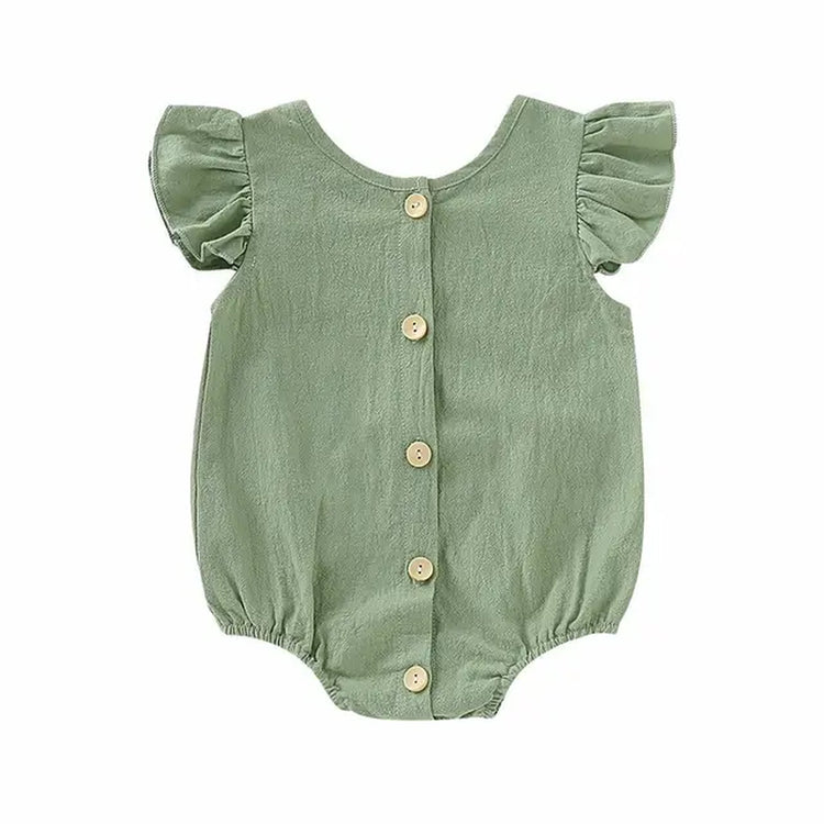 Baby Summer Bodysuits with Ruffles and Short Sleeves - Pure Color, for Girls and Boys