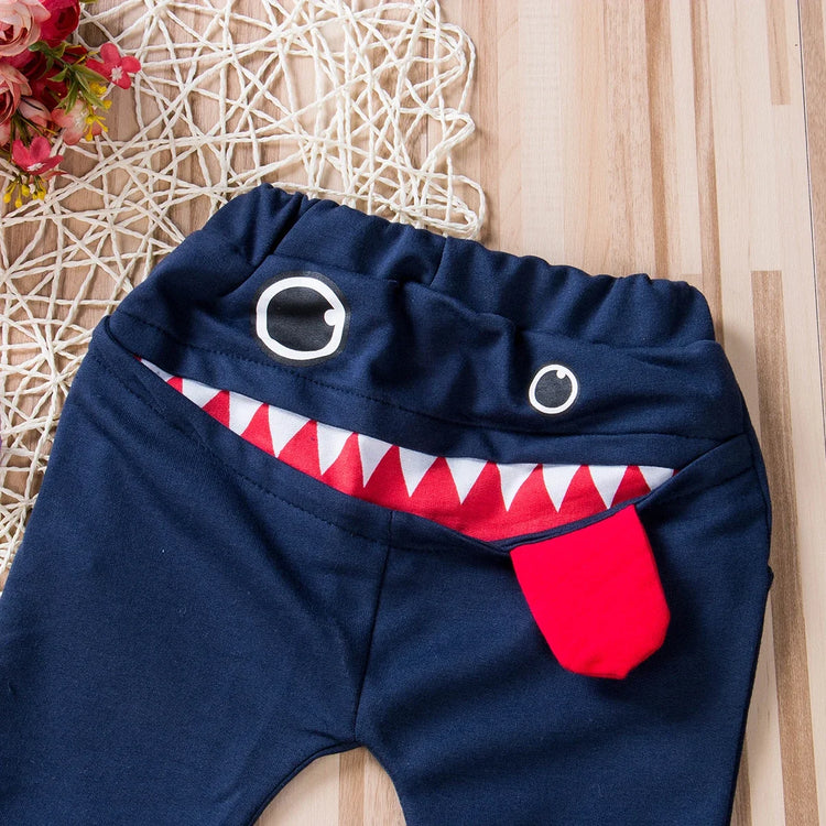 Infant Big Mouth Monster Cartoon Panty Pants - Casual Cotton Toddler Boys Girls Trousers