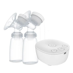 Double Electric Breast Pump with USB Charging - Includes Baby Milk Bottle, Cold/Heat Pad - BPA Free and Powerful