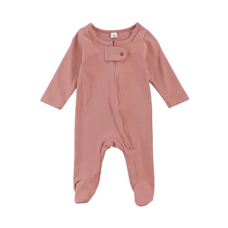 "Infant Newborn Baby Romper with Long Sleeve Zipper Jumpsuit for Autumn and Spring"