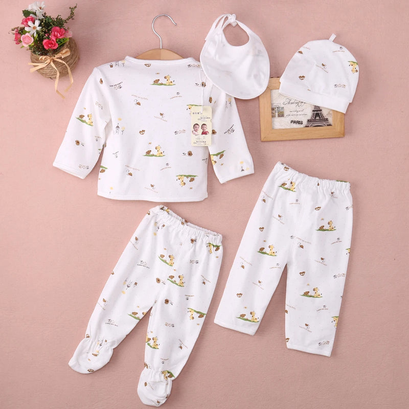 Newborn Baby Unisex Animal Print Shirt and Pants Set, Cotton Soft, 2PCS