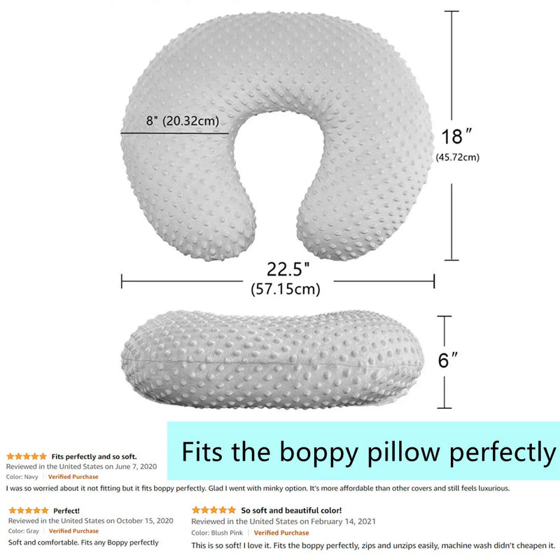 Baby Nursing Pillow Cover Minky Breastfeeding Pillow Slipcover Ultra Soft Snug Fits on Newborn Nursing Pillow