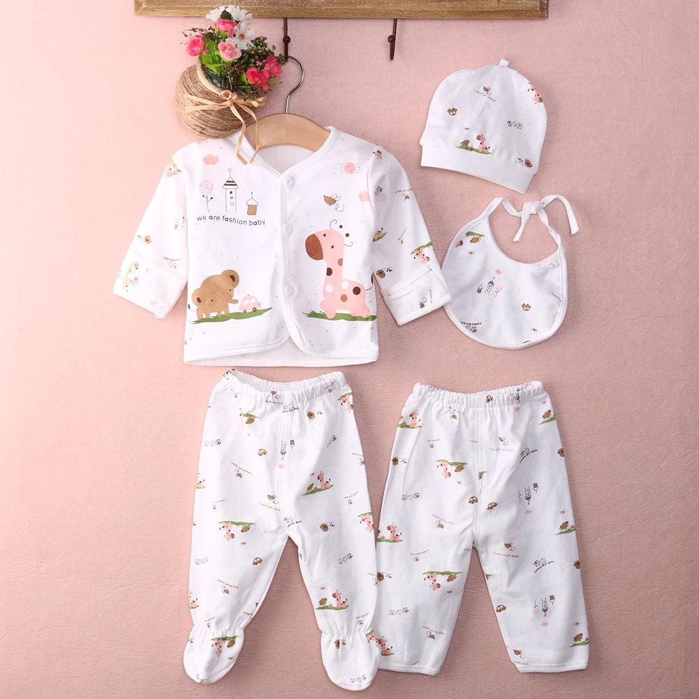 Newborn Baby Unisex Animal Print Shirt and Pants Set, Cotton Soft, 2PCS