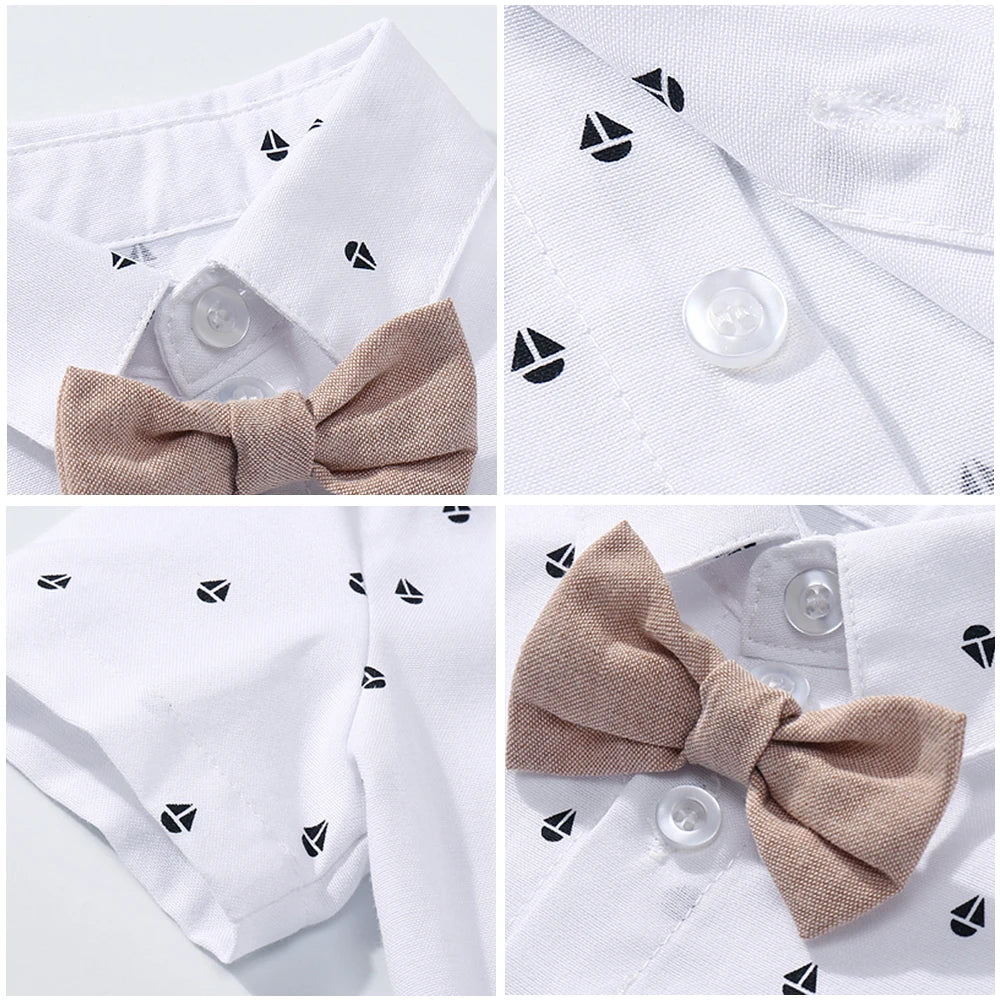 Newborn 3-Piece Gentleman Outfit Set with Romper, Shorts, and Hat