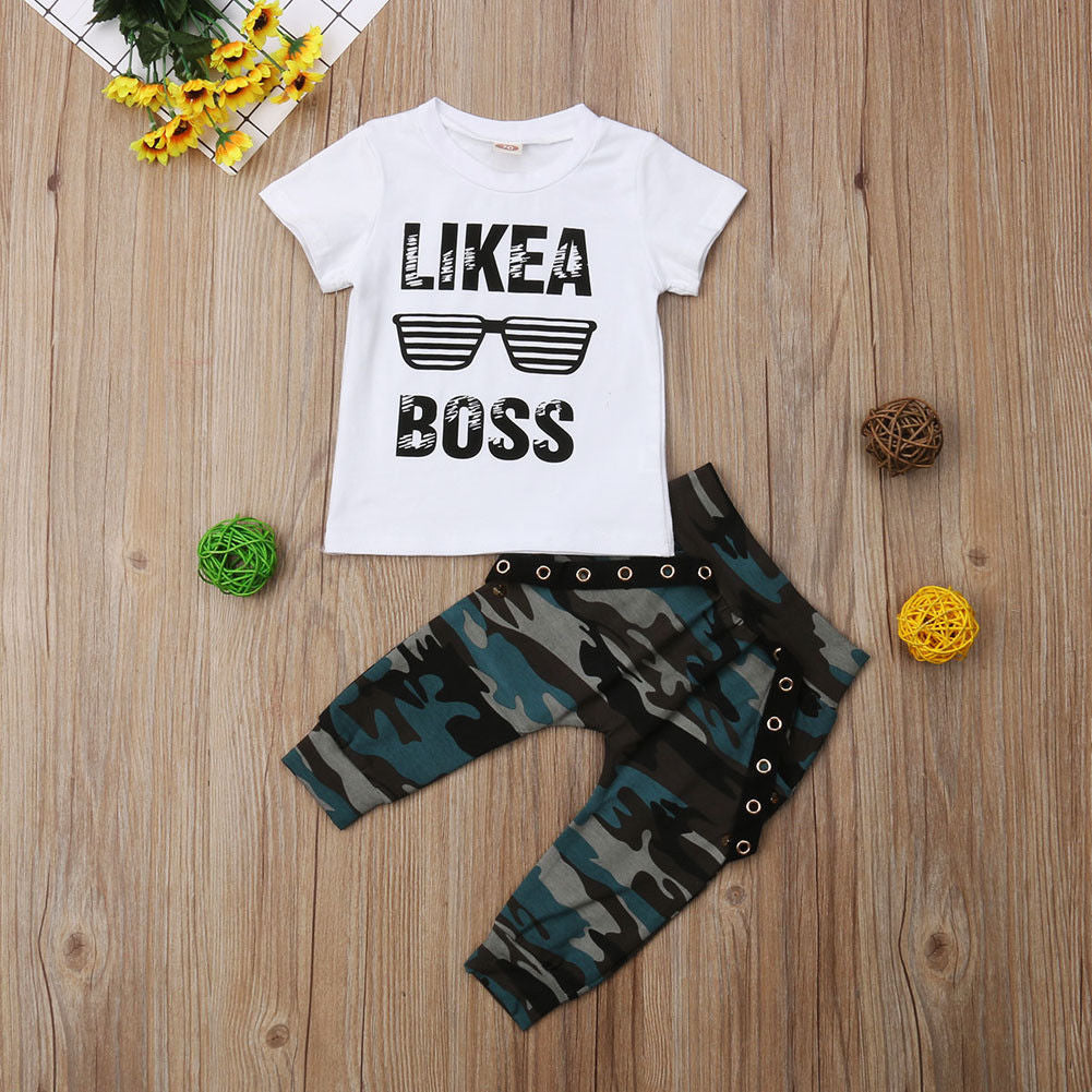 Newborn Infant Toddler Baby Boy Clothes Set (0-3Y) Cute Short Sleeve T-Shirt & Pants Outfits