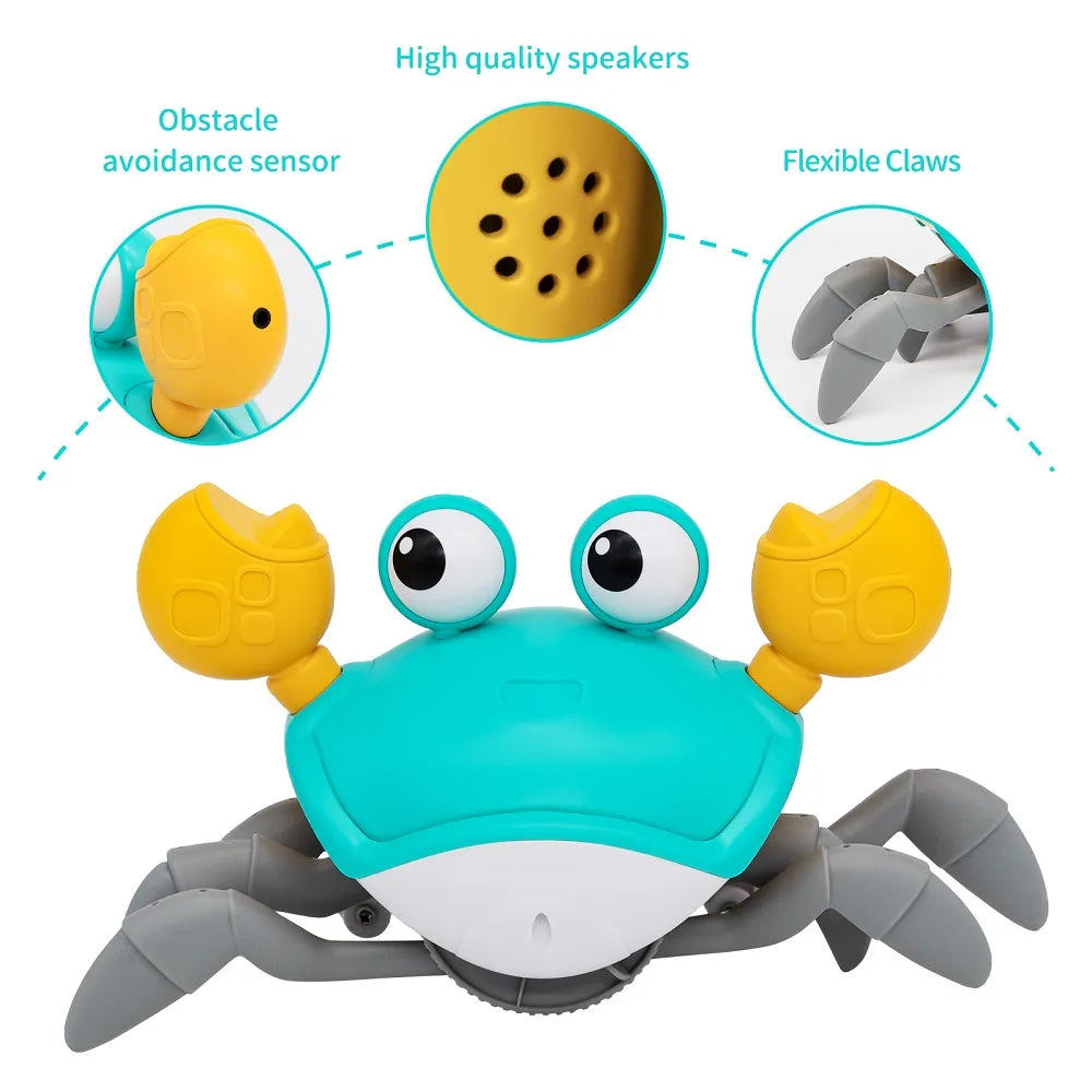 Electronic Interactive Crab Toy for Baby: Crawling Crab Techno Escape with Music - Toddler Gift