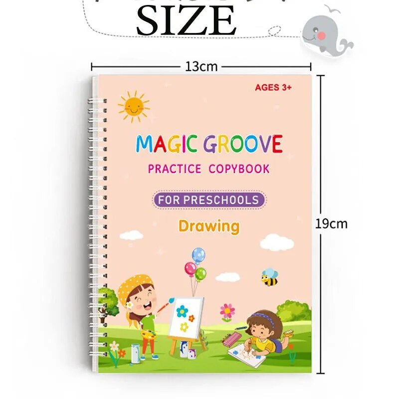 "Reusable Children's Educational Copybooks for Writing, English, Maths, and Drawing Practice"