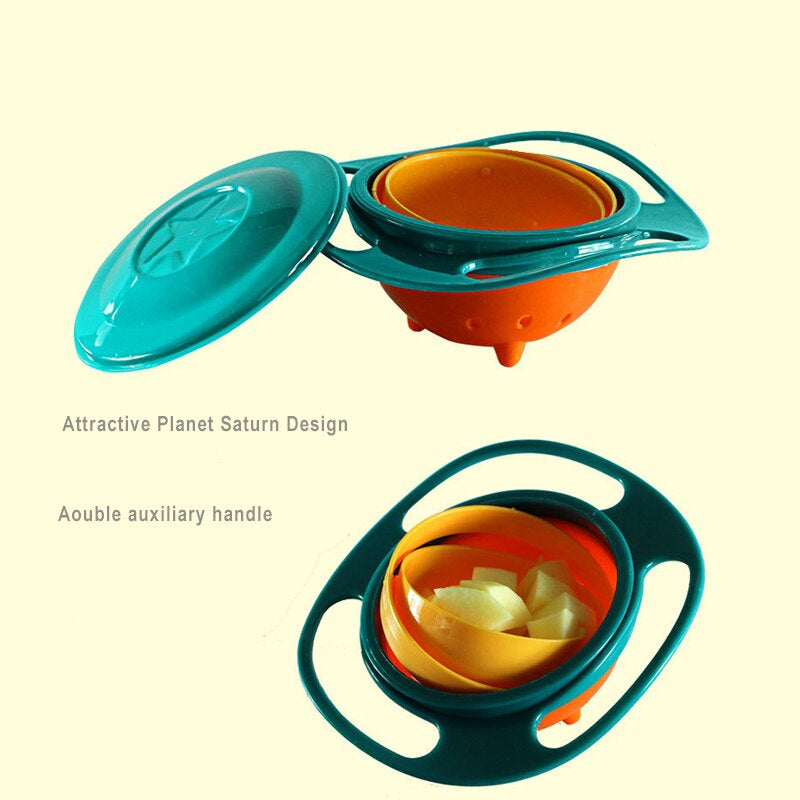 Professional title: "Universal Gyro Bowl - 360 Degree Rotating Spill-Proof Feeding Dish for Children, Baby Training Toy"