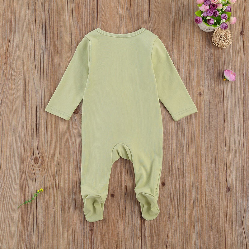 "Infant Newborn Baby Romper with Long Sleeve Zipper Jumpsuit for Autumn and Spring"