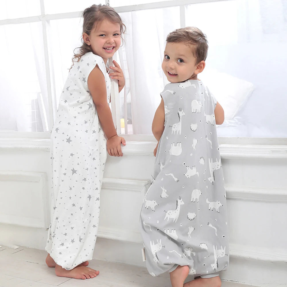 Baby Summer Sleeping Bag - 0.5 Tog Sleeveless Split-Leg One-Piece Sleepwear for Kids 2-5 Years