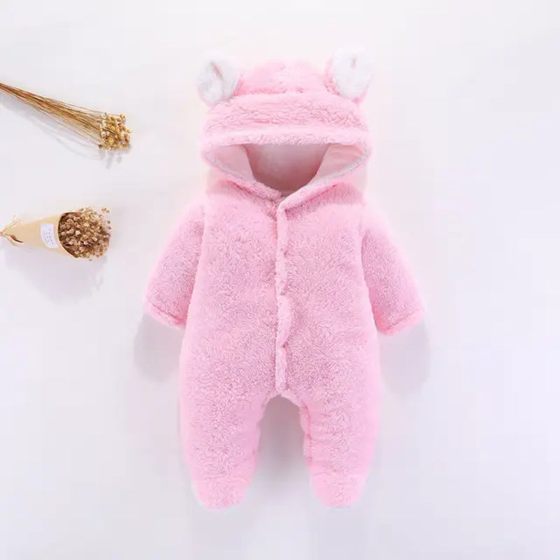 Toddler Winter Jumpsuit with Cartoon Bear Design