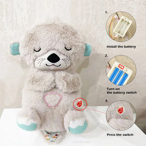 Newborn Sensory Comfort Toy: Musical Stuffed Otter Plush with Light and Sound