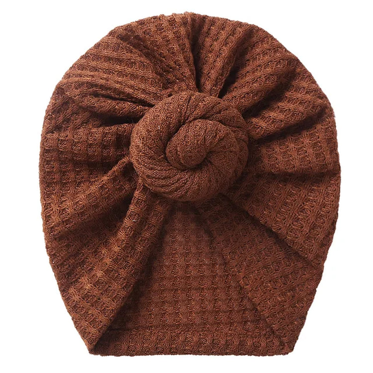 Solid Waffle Crochet Knit Baby Hat in Turban Style for Infants and Toddlers