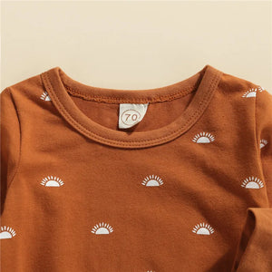 Sun Print Sweatshirt and Elastic Pants Set for Baby Boys and Girls