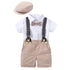 Newborn 3-Piece Gentleman Outfit Set with Romper, Shorts, and Hat