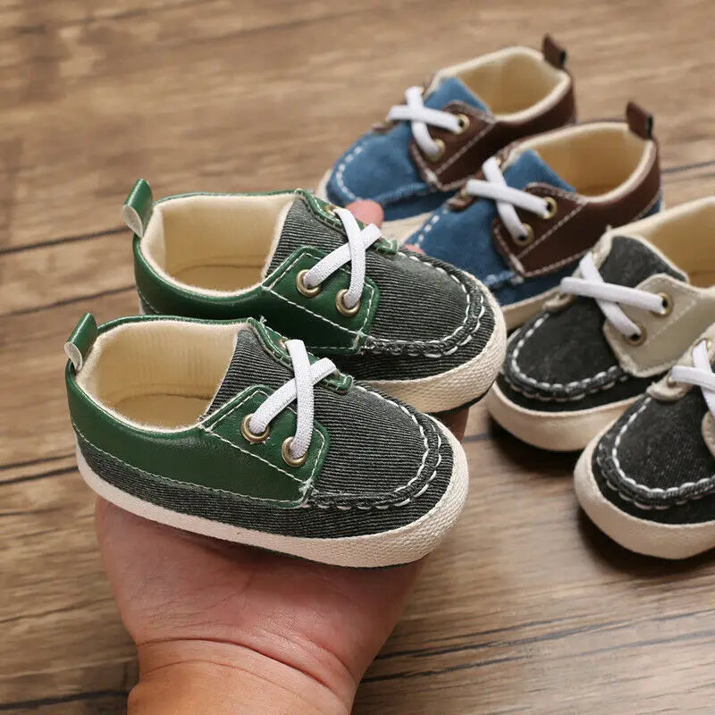 "Infant Soft Sole First Walkers Lace-Up Sneakers for Newborn Toddler Boys and Girls, Casual Sport Shoes"