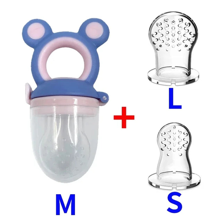 Silicone Baby Feeder - Fresh Food Nibbler for Infants - Bear Shape - Fruit Feeding - Safe Supplies