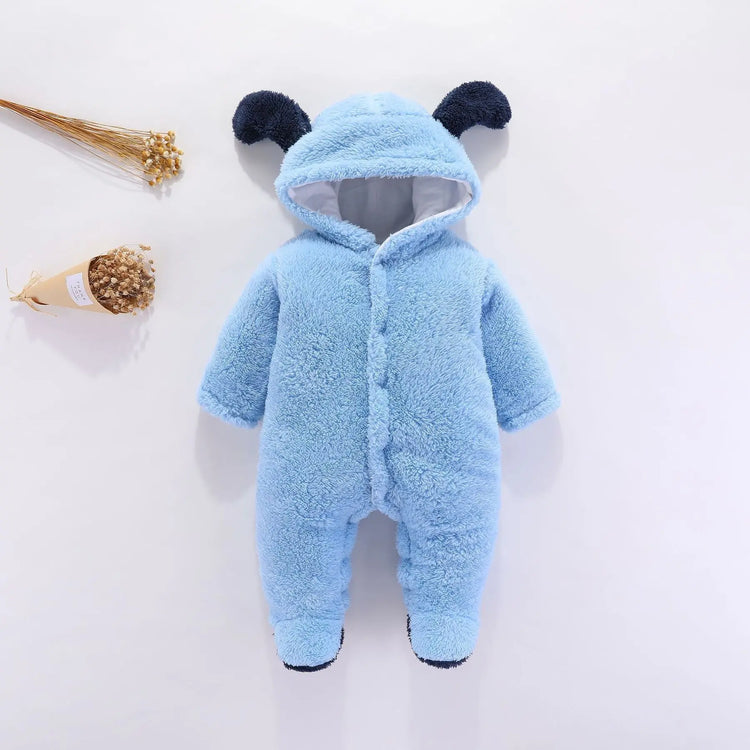 Toddler Winter Jumpsuit with Cartoon Bear Design