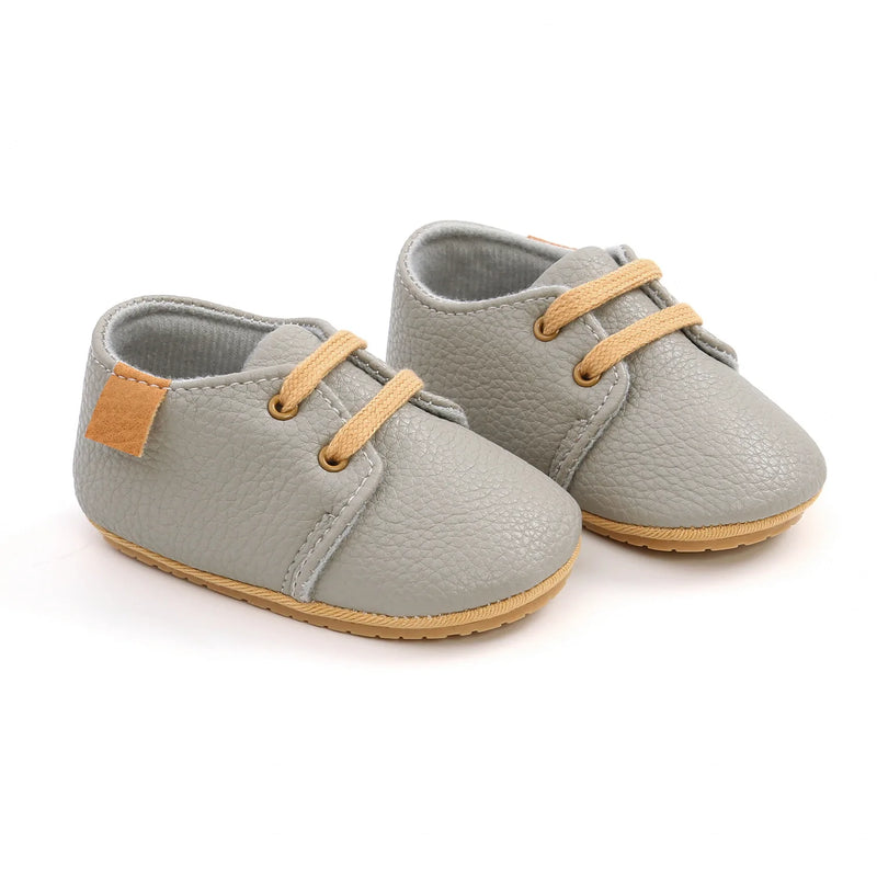 " Baby Shoes: Retro PU Leather Toddler Shoes with Anti-Slip Rubber Sole, Unisex Newborn Moccasins for First Walkers"