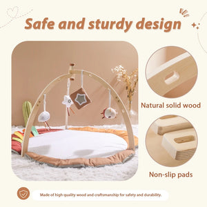 Baby Toys Wooden Play Gym Hanging Mobile Bed Holder Animal Pendant Stroller Baby Toy Bell Wood Rattle Newborn Educational Toy