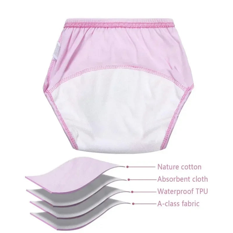 Lot of 5 Baby Diapers Reusable Underwear Training Pants for Children, Breathable and Adjustable, Fits 6-16Kg