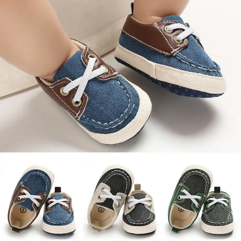 "Infant Soft Sole First Walkers Lace-Up Sneakers for Newborn Toddler Boys and Girls, Casual Sport Shoes"