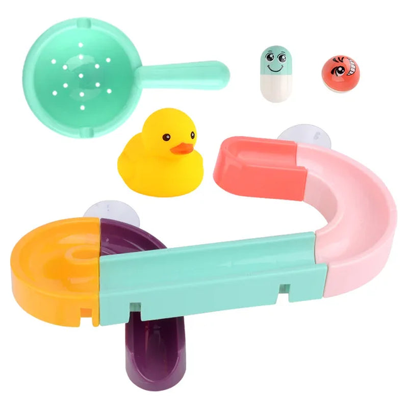 Children's DIY Assembling Track Suction Cup Bath Tub Toy Set with Duck Water Toys