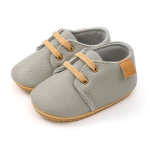 " Baby Shoes: Retro PU Leather Toddler Shoes with Anti-Slip Rubber Sole, Unisex Newborn Moccasins for First Walkers"