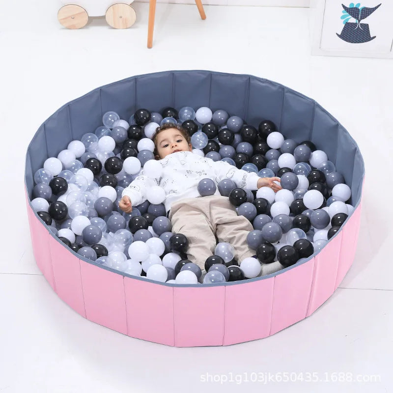 Portable Folding Baby Ball Pool with Ocean Design - Indoor/Outdoor Kids Playing House, Room Decor, and Baby Birthday Gift