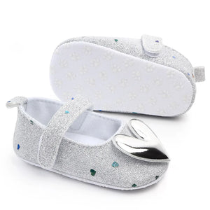 Soft Soled Sequin Heart Princess Shoes for Baby Girls, Summer Indoor Infant Shoes