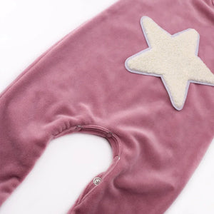 Velour Onesie Rompers for Infants: Long Sleeve Star Pajamas with Footies for Winter Season