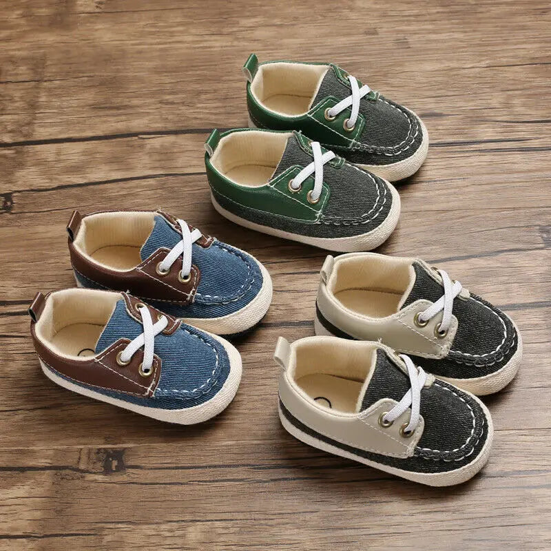 "Infant Soft Sole First Walkers Lace-Up Sneakers for Newborn Toddler Boys and Girls, Casual Sport Shoes"