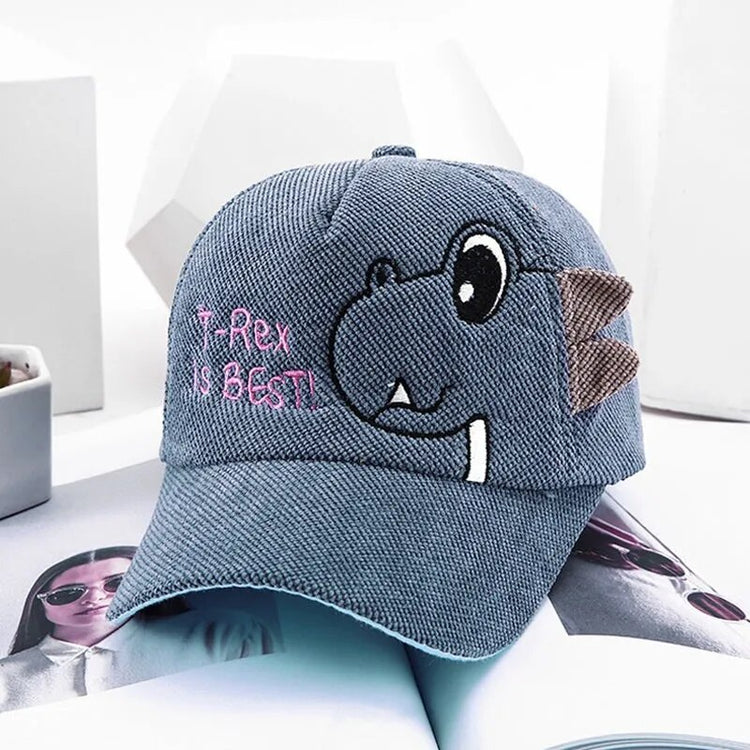 Kids Cartoon Dinosaur Baseball Cap Corduroy Sun Hat with Adjustable Strap